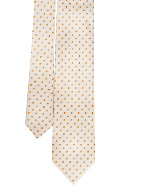 ΑΝΔΡΙΚΗ ΜΕΤΑΞΩΤΗ ΓΡΑΒΑΤΑ ΜΕ ΜΟΤΙΒΟ | Εκρού ONE SIZE