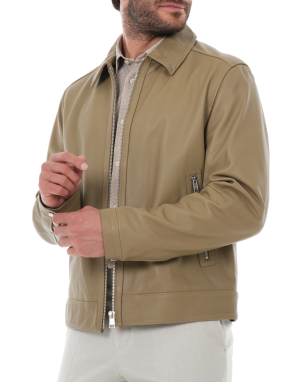 ΑΝΔΡΙΚΟ ΔΕΡΜΑΤΙΝΟ JACKET | Καφέ Ανοιχτό EU 52