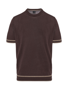 ΑΝΔΡΙΚΟ ΠΛΕΚΤΟ T-SHIRT | Καφέ Σκούρο XL