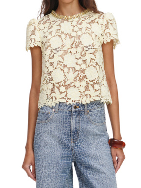 ΓΥΝΑΙΚΕΙΟ ΤΟΠ ΜΕ ΔΑΝΤΕΛΑ | Κίτρινο UK 14