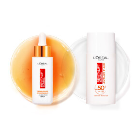 L'ORÉAL PARIS REVITALIFT CLINICAL ΠΡΩΤΟΚΟΛΛΟ ΛΑΜΨΗΣ ΜΕ ΟΡΟ ΚΑΙ ΚΡΕΜΑ ΚΑΘΗΜΕΡΙΝΗΣ ΠΡΟΣΤΑΣΙΑΣ SPF50+