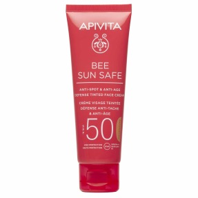 BEE SUN SAFE ΚΡΕΜΑ ΠΡΟΣΩΠΟΥ ΚΑΤΑ ΤΩΝ ΠΑΝΑΔΩΝ & ΤΩΝ ΡΥΤΙΔΩΝ SPF50 ΜΕ ΧΡΩΜΑ-GOLDEN ΑΠΟΧΡΩΣΗ
