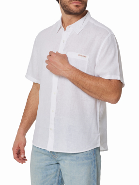 ΑΝΔΡΙΚΟ ΛΙΝΟ ΚΟΝΤΟΜΑΝΙΚΟ ΠΟΥΚΑΜΙΣΟ | Λευκό L