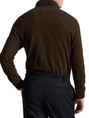 ΑΝΔΡΙΚΟ ΜΑΛΛΙΝΟ ΠΟΥΛΟΒΕΡ HALF-ZIP | Καφέ Σκούρο  XL