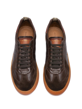 ΑΝΔΡΙΚΑ ΔΕΡΜΑΤΙΝΑ SNEAKERS MILITIA 001 | Καφέ Σκούρο 45