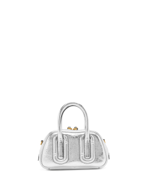 ΓΥΝΑΙΚΕΙΑ ΤΣΑΝΤΑ ΧΕΙΡΟΣ BABE MINI TOP HANDLE IN METALLIC LEATHER | Ασημί