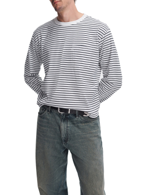 ΑΝΔΡΙΚΗ ΜΠΛΟΥΖΑ LS BOXY STRIPE | Λευκό XL