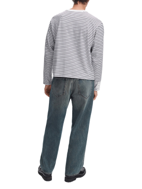 ΑΝΔΡΙΚΗ ΜΠΛΟΥΖΑ LS BOXY STRIPE | Λευκό XL
