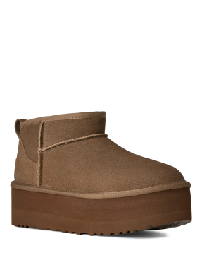 ΓΥΝΑΙΚΕΙΑ ΔΕΡΜΑΤΙΝΑ ΜΠΟΤΑΚΙΑ CLASSIC ULTRA MINI PLATFORM | Καφέ 00BZ LBNZ 40