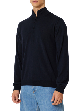 ΑΝΔΡΙΚΟ ΜΑΛΛΙΝΟ ΠΟΥΛΟΒΕΡ HALF-ZIP | Μπλε Σκούρο 410 XL