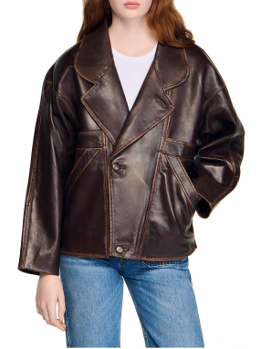 ΓΥΝΑΙΚΕΙΟ ΔΕΡΜΑΤΙΝΟ JACKET | Καφέ Σκούρο G023 FR 36