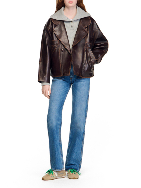 ΓΥΝΑΙΚΕΙΟ ΔΕΡΜΑΤΙΝΟ JACKET | Καφέ Σκούρο G023 FR 36