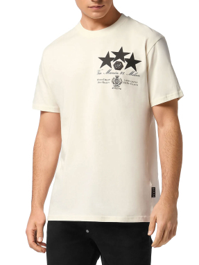ΑΝΔΡΙΚΟ T-SHIRT LEATHER PATCH STARS | Εκρού XL