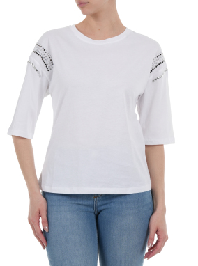 ΓΥΝΑΙΚΕΙΟ T-SHIRT ΜΕ ΣΤΡΑΣ | Λευκό S