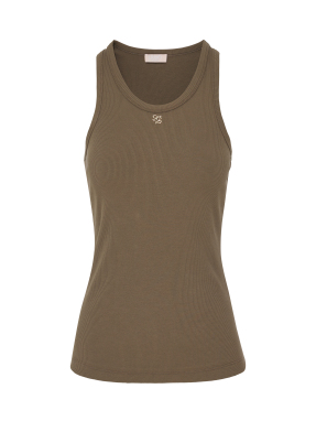 ΓΥΝΑΙΚΕΙΟ ΑΜΑΝΙΚΟ RIBBED ΤΟΠ | Καφέ XL