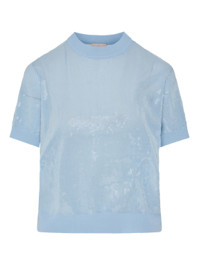 ΓΥΝΑΙΚΕΙΟ T-SHIRT ΜΕ ΠΟΥΛΙΕΣ | Γαλάζιο S