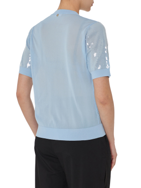 ΓΥΝΑΙΚΕΙΟ T-SHIRT ΜΕ ΠΟΥΛΙΕΣ | Γαλάζιο S