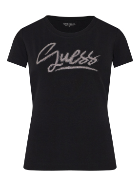 ΓΥΝΑΙΚΕΙΟ T-SHIRT ΜΕ ΣΤΡΑΣ ΛΟΓΟΤΥΠΟ | Μαύρο S