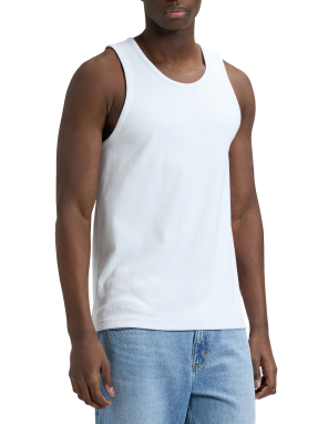 ΑΝΔΡΙΚΟ T-SHIRT RIBBED TANK | Λευκό M