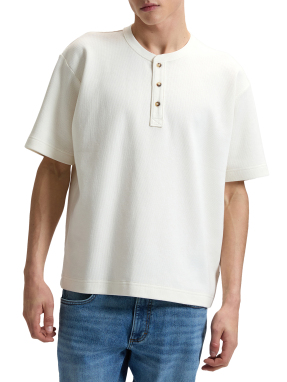 ΑΝΔΡΙΚΟ T-SHIRT HENLEY | Λευκό M