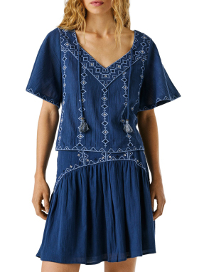 ΓΥΝΑΙΚΕΙΟ DENIM T-SHIRT | Μπλε Σκούρο M