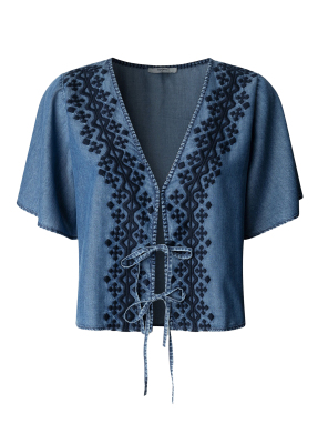 ΓΥΝΑΙΚΕΙΟ T-SHIRT ΜΕ ΚΟΡΔΟΝΙ | Μπλε Σκούρο M