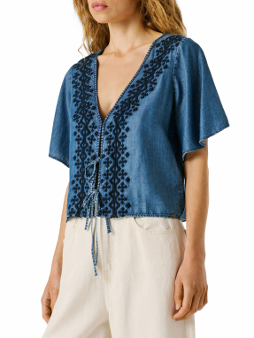 ΓΥΝΑΙΚΕΙΟ T-SHIRT ΜΕ ΚΟΡΔΟΝΙ | Μπλε Σκούρο M