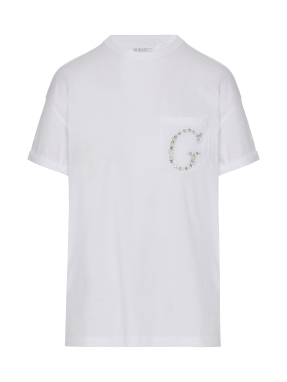ΓΥΝΑΙΚΕΙΟ T-SHIRT ΜΕ ΠΕΡΛΕΣ | Λευκό M