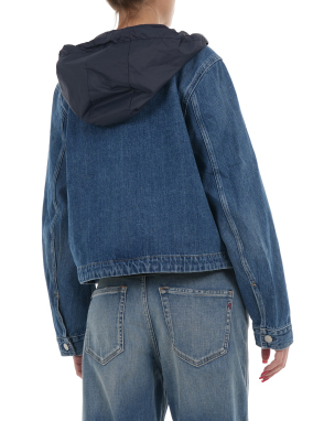 ΓΥΝΑΙΚΕΙΟ DENIM JACKET ΜΕ ΚΟΥΚΟΥΛΑ | Μπλε Σκούρο S