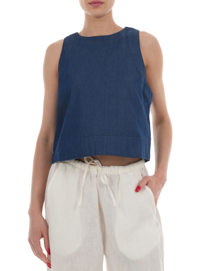 ΓΥΝΑΙΚΕΙΟ DENIM ΤΟΠ | Μπλε Σκούρο XS