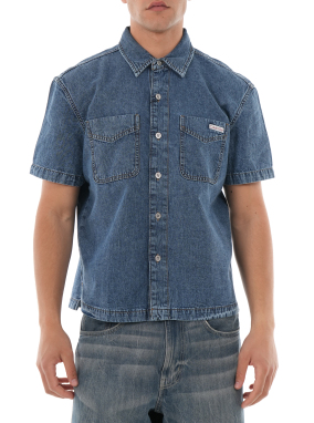 ΑΝΔΡΙΚΟ DENIM ΚΟΝΤΟΜΑΝΙΚΟ ΠΟΥΚΑΜΙΣΟ | Μπλε Σκούρο M
