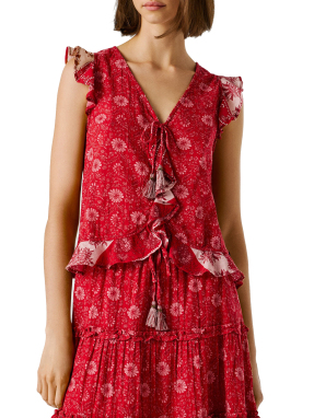 ΓΥΝΑΙΚΕΙΟ FLORAL ΤΟΠ | Κόκκινο XS