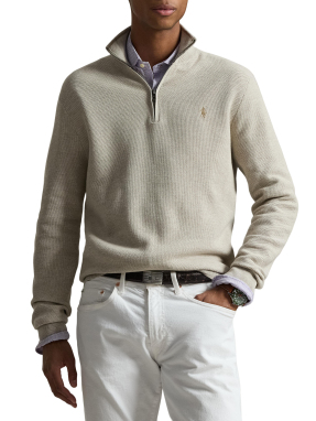 ΑΝΔΡΙΚΟ ΠΟΥΛΟΒΕΡ HALF-ZIP | Μπεζ  XL