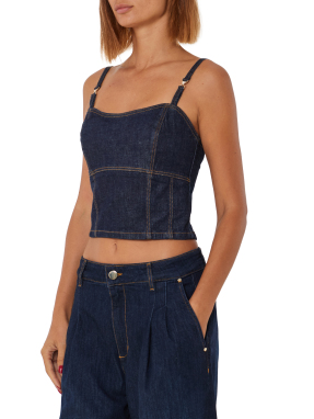 ΓΥΝΑΙΚΕΙΟ DENIM ΤΟΠ | Μπλε Σκούρο S
