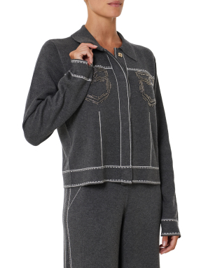 ΓΥΝΑΙΚΕΙΟ ΠΛΕΚΤΟ JACKET | Γκρι Σκούρο S