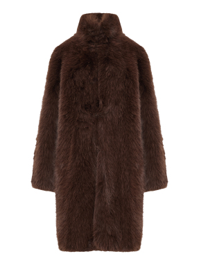 ΓΥΝΑΙΚΕΙΟ ΜΑΚΡΥ FAUX FUR ΜΠΟΥΦΑΝ | Καφέ Σκούρο IT 44