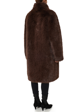 ΓΥΝΑΙΚΕΙΟ ΜΑΚΡΥ FAUX FUR ΜΠΟΥΦΑΝ | Καφέ Σκούρο IT 44