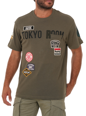ΑΝΔΡΙΚΟ T-SHIRT ΜΕ PATCHES | Χακί L
