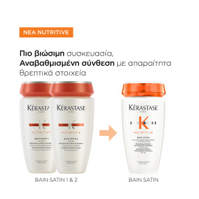 NUTRITIVE BAIN SATIN ΕΝΥΔΑΤΙΚΟ ΣΑΜΠΟΥΑΝ ΜΕ ΘΡΕΠΤΙΚΑ ΣΥΣΤΑΤΙΚΑ ΓΙΑ ΞΗΡΑ ΜΑΛΛΙΑ | 250ml