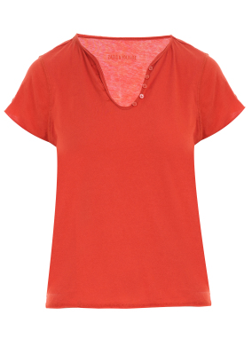 ΓΥΝΑΙΚΕΙΟ T-SHIRT HENLEY | Κόκκινο M