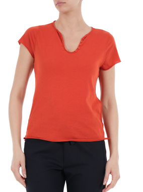 ΓΥΝΑΙΚΕΙΟ T-SHIRT HENLEY | Κόκκινο M