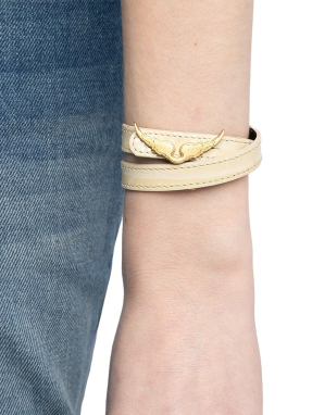 ΓΥΝΑΙΚΕΙΟ ΔΕΡΜΑΤΙΝΟ ΒΡΑΧΙΟΛΙ ROCK CROCO | Εκρού ONE SIZE
