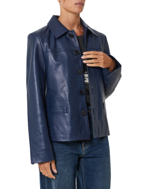ΓΥΝΑΙΚΕΙΟ ΔΕΡΜΑΤΙΝΟ JACKET LIAMYS | Μπλε Σκούρο MARINE S