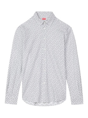 ΑΝΔΡΙΚΟ ΠΟΥΚΑΜΙΣΟ ΜΑΚΡΥΜΑΝΙΚΟ KENZO WEAVE | Λευκό FR 40