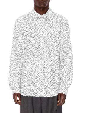 ΑΝΔΡΙΚΟ ΠΟΥΚΑΜΙΣΟ ΜΑΚΡΥΜΑΝΙΚΟ KENZO WEAVE | Λευκό FR 40