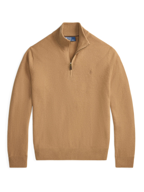 ΑΝΔΡΙΚΟ ΜΑΛΛΙΝΟ ΠΟΥΛΟΒΕΡ HALF-ZIP | Μπεζ  M