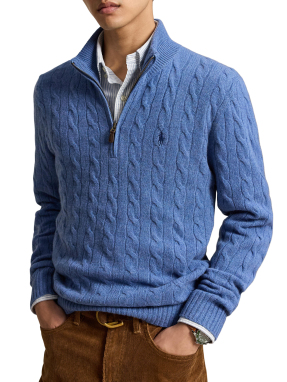 ΑΝΔΡΙΚΟ ΜΑΛΛΙΝΟ ΠΟΥΛΟΒΕΡ HALF-ZIP | Μπλε  XL
