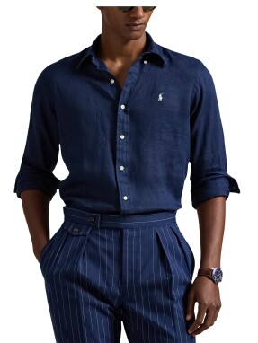 ΑΝΔΡΙΚΟ ΛΙΝΟ ΠΟΥΚΑΜΙΣΟ | Μπλε Σκούρο XXL