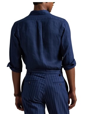 ΑΝΔΡΙΚΟ ΛΙΝΟ ΠΟΥΚΑΜΙΣΟ | Μπλε Σκούρο XXL