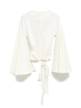 ΓΥΝΑΙΚΕΙΑ ΜΑΚΡΥΜΑΝΙΚΗ ΜΠΛΟΥΖΑ LE CACHE COEUR VENTADOU | Λευκό XS